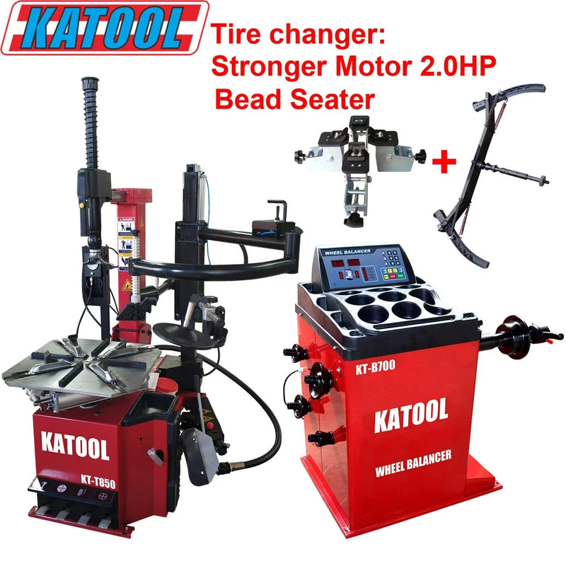 Katool Tire Changer KT-T850 & Wheel Balancer KT-B700 Combo w/ adaptors