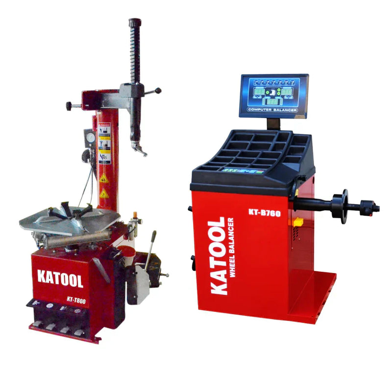 Katool Tire Changer KT-T800 & Wheel Balancer KT-B760 Combo w/ adaptors