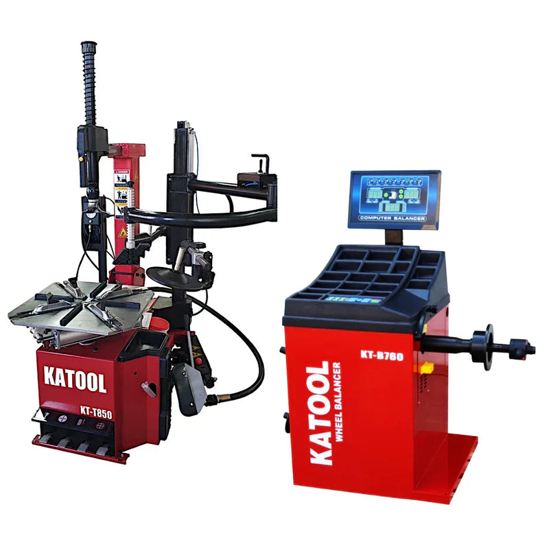 Katool Tire Changer KT-T850 & Wheel Balancer KT-B760 Combo w/ adaptors