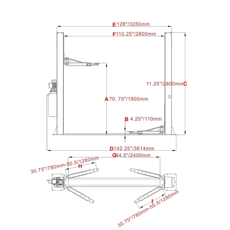 Katool KT-H105 Two Post Vehicle Lift 10,000lbs